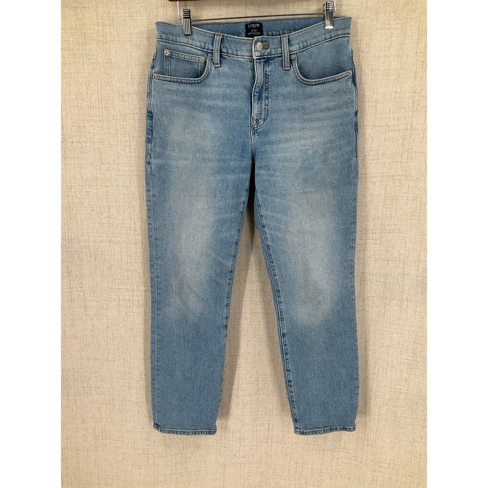 J.Crew Slim Boyfriend Jeans Light Wash Blue Denim Size 28 Stretch Cotton Blend